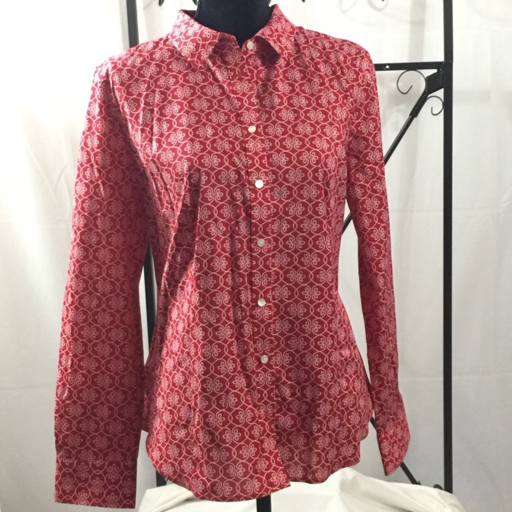 Talbots Red Wrinkle-Resistant Button-Front Shirt